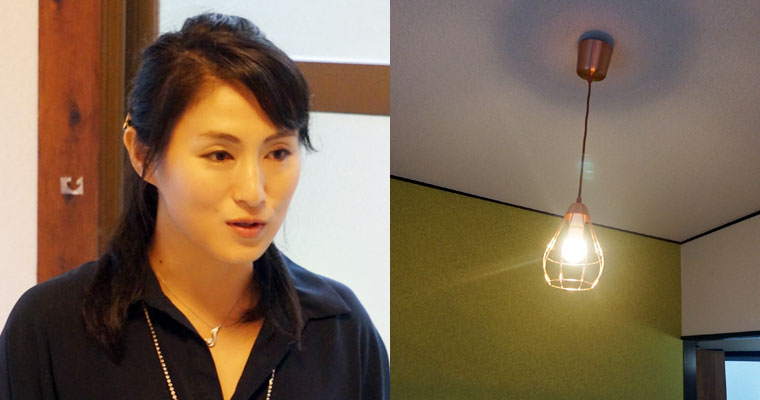 左：今回取材をした大野オーナー　右：可愛い照明