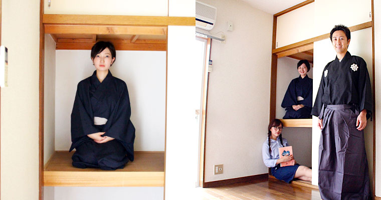 左：押し入れが落ち着くあかね　右：収納付きのお部屋