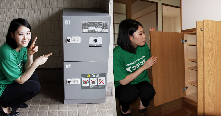左：宅配ボックス付き　右：玄関には下駄箱もあります
